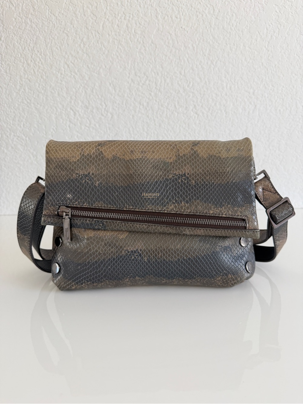 Hammitt Brown Snake-Print Leather vip Crossbody Bag